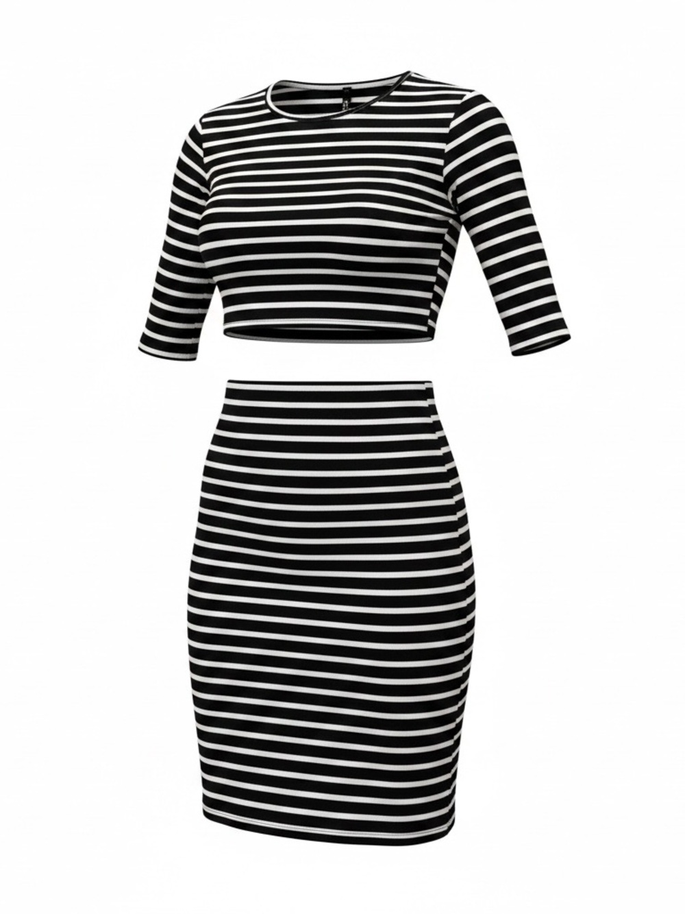 Lulu’s Striped Black and White Pencil Skirt Set